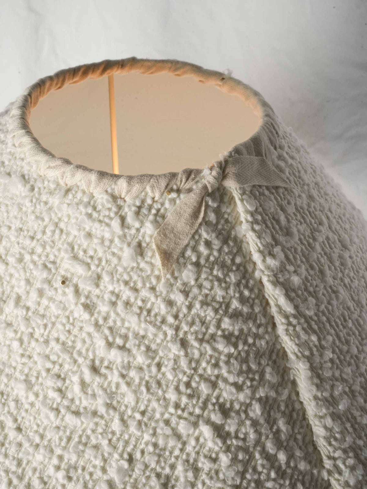 French Art Deco White Glass Floor Lamp w/ Custom Fringed Shade - 67"