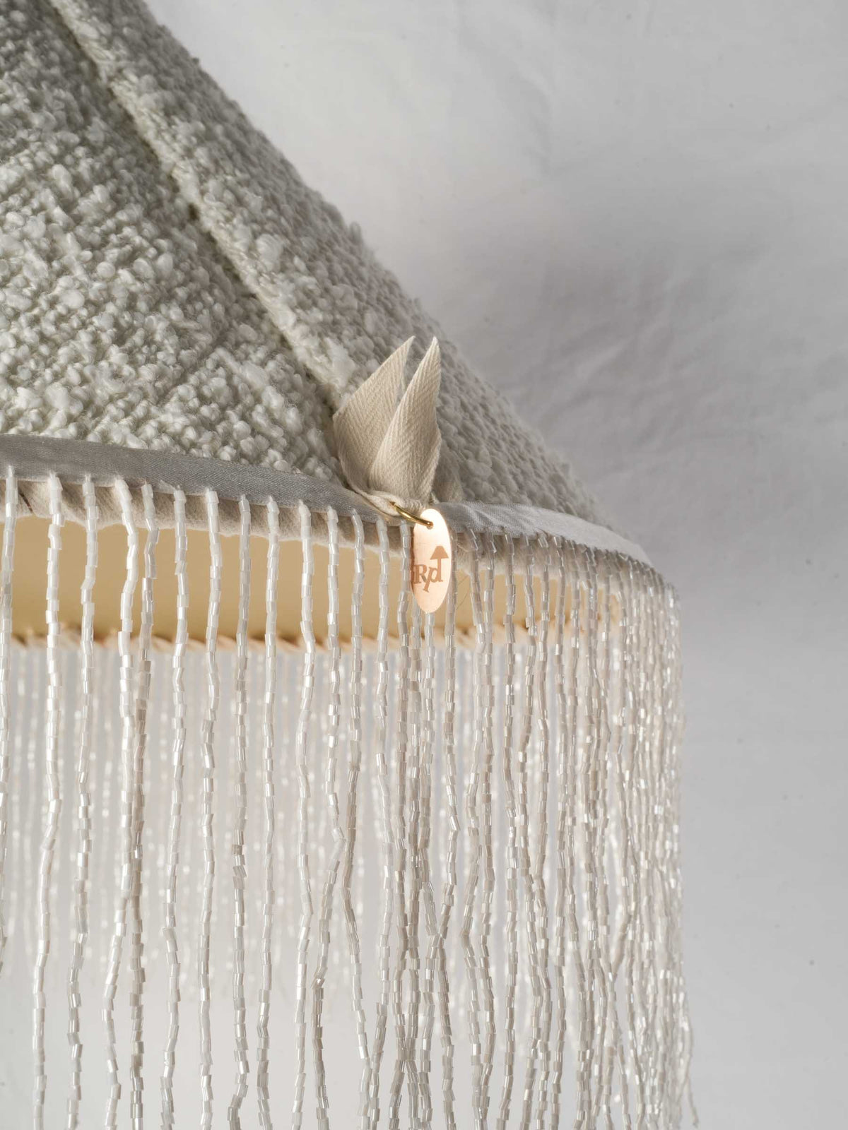 French Art Deco White Glass Floor Lamp w/ Custom Fringed Shade - 67"
