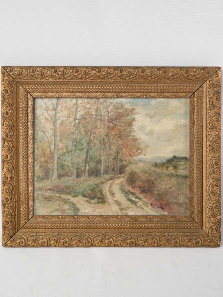 Small Early 20th Century French Autumn Landscape Oil on Panel- 16½" x 20"