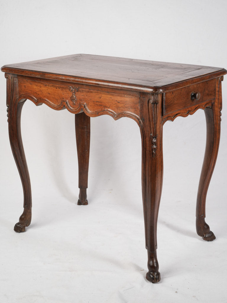 Elegant 18th Century Louis XV Walnut Side Table W/ Carved Hoof Feet and Warm Patina - 32¼" x 20¾"