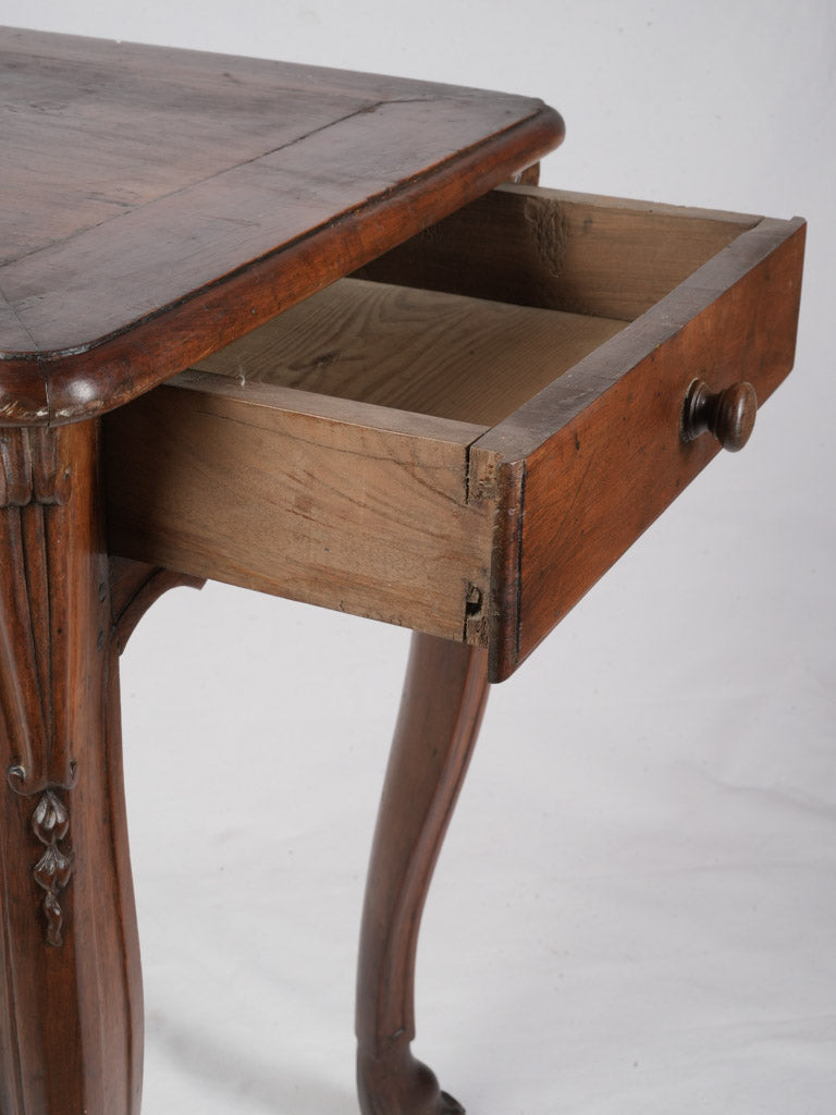 Elegant 18th Century Louis XV Walnut Side Table W/ Carved Hoof Feet and Warm Patina - 32¼" x 20¾"
