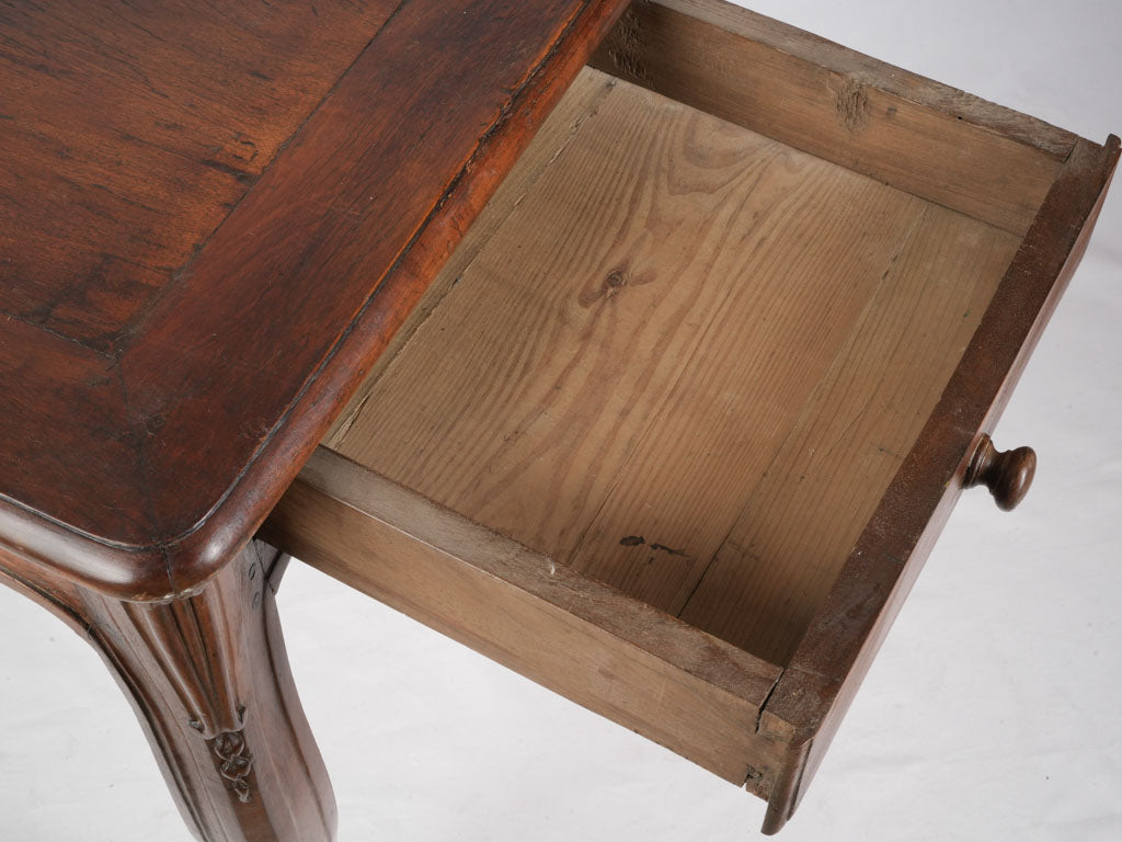 Elegant 18th Century Louis XV Walnut Side Table W/ Carved Hoof Feet and Warm Patina - 32¼" x 20¾"