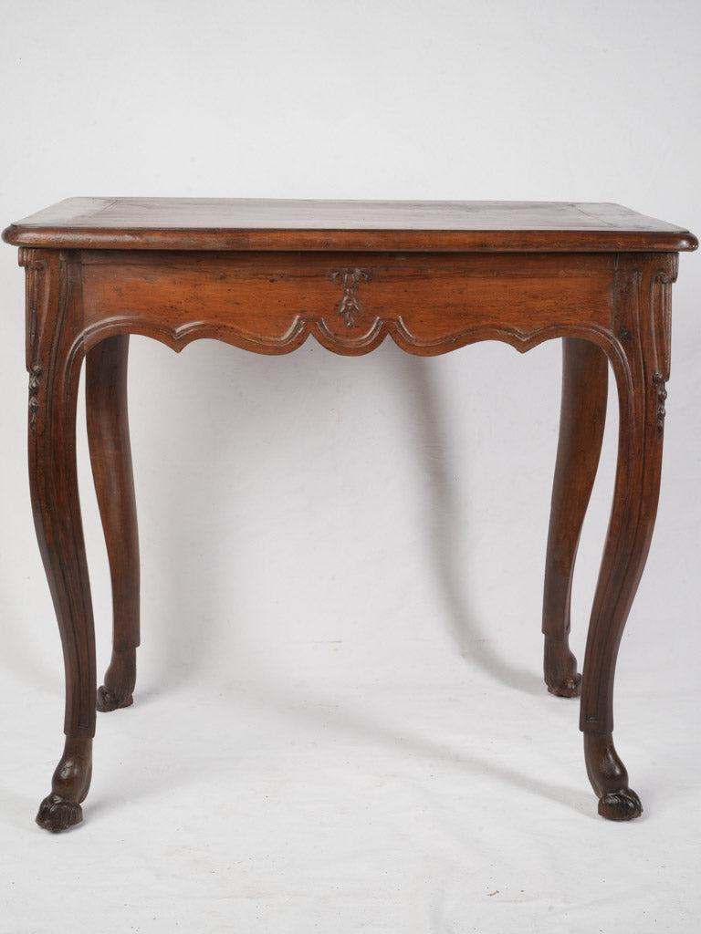 Elegant 18th Century Louis XV Walnut Side Table W/ Carved Hoof Feet and Warm Patina - 32¼" x 20¾"