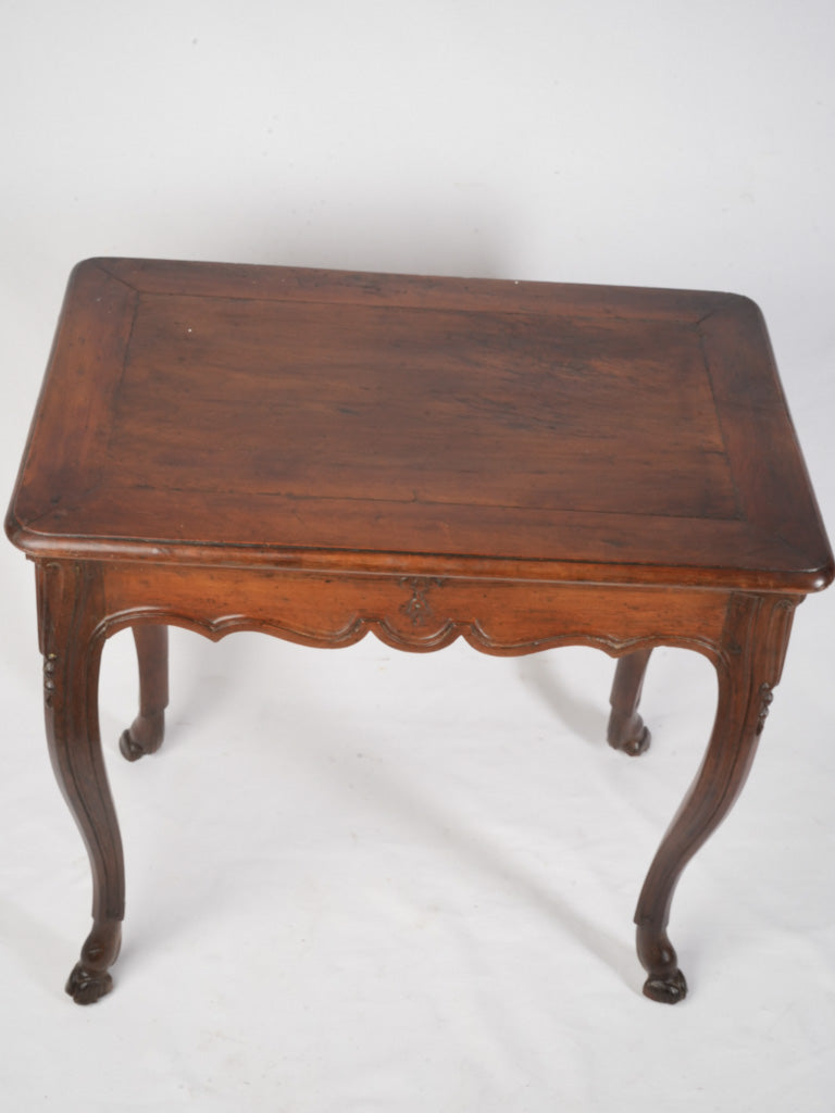 Elegant 18th Century Louis XV Walnut Side Table W/ Carved Hoof Feet and Warm Patina - 32¼" x 20¾"