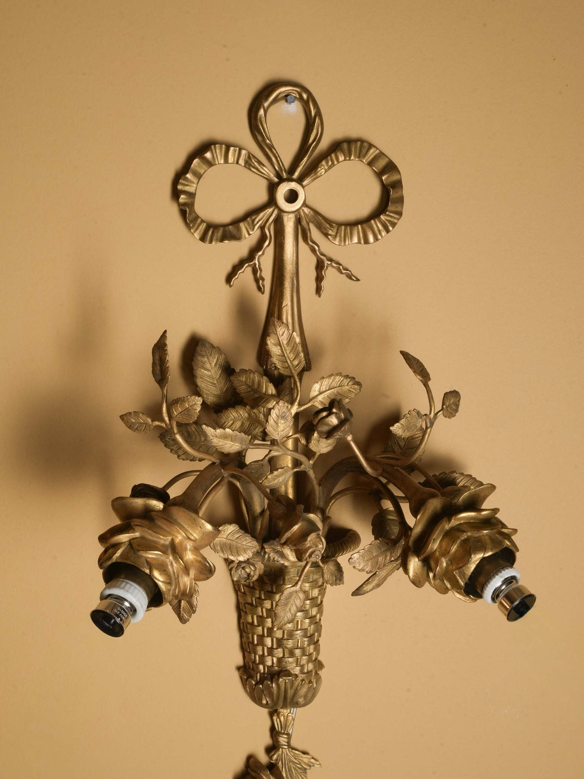 Pair of Romantic Belle Époque Gilt-Bronze Floral Wall Sconces - 18½"