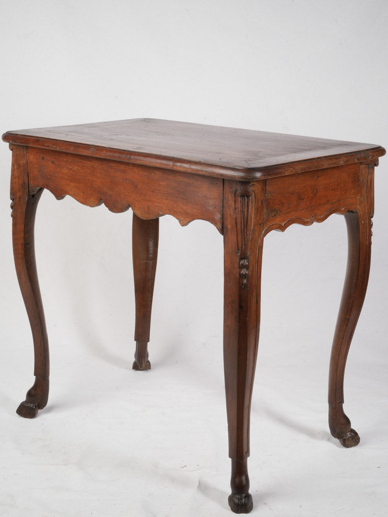 Elegant 18th Century Louis XV Walnut Side Table W/ Carved Hoof Feet and Warm Patina - 32¼" x 20¾"