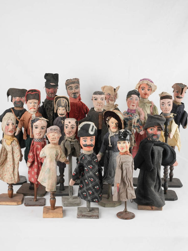 Antique hand-painted wooden hand puppets