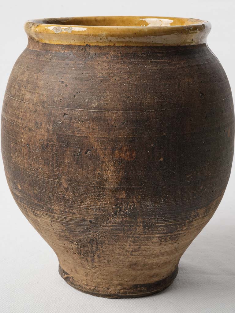 Earthy brown unglazed confit jar