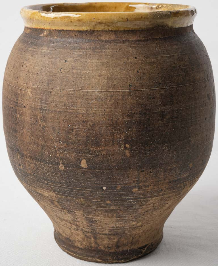 Ochre-glazed interior confit vessel