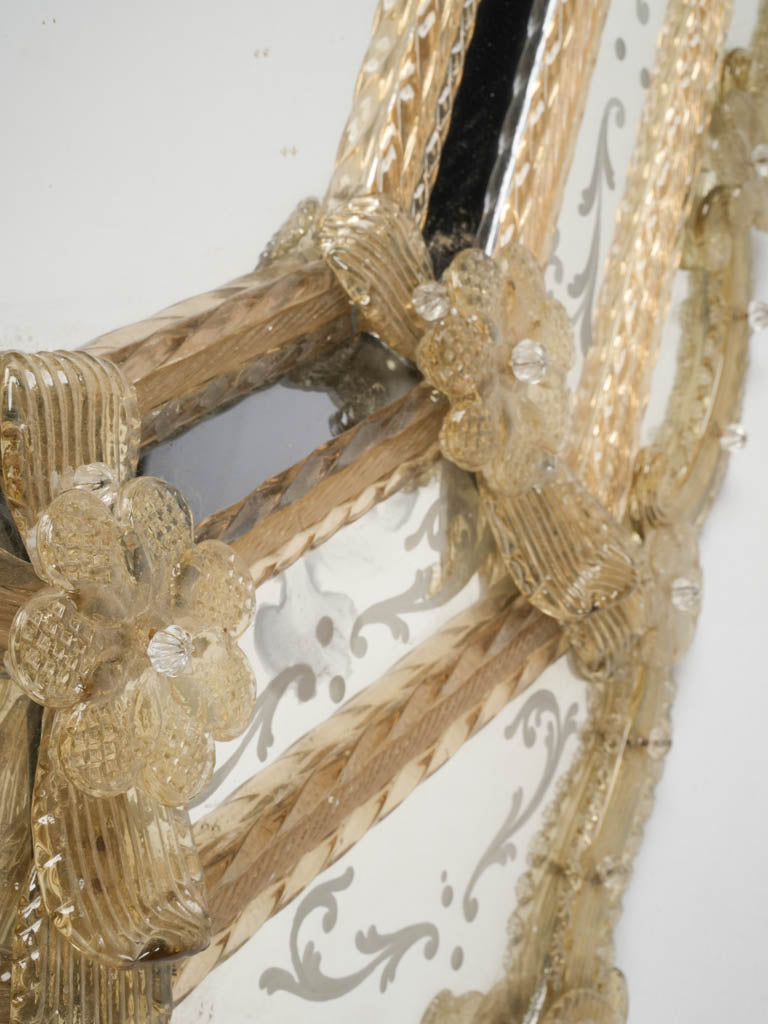 Antique yellow floral Venetian wall mirror