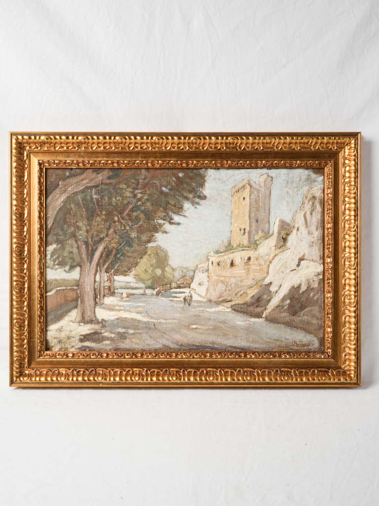 Large Early 20th Century Provençal Landscape by Joseph Hurard - View of the Tower in Villeneuve-lès-Avignon - 23¾" x 32¼"