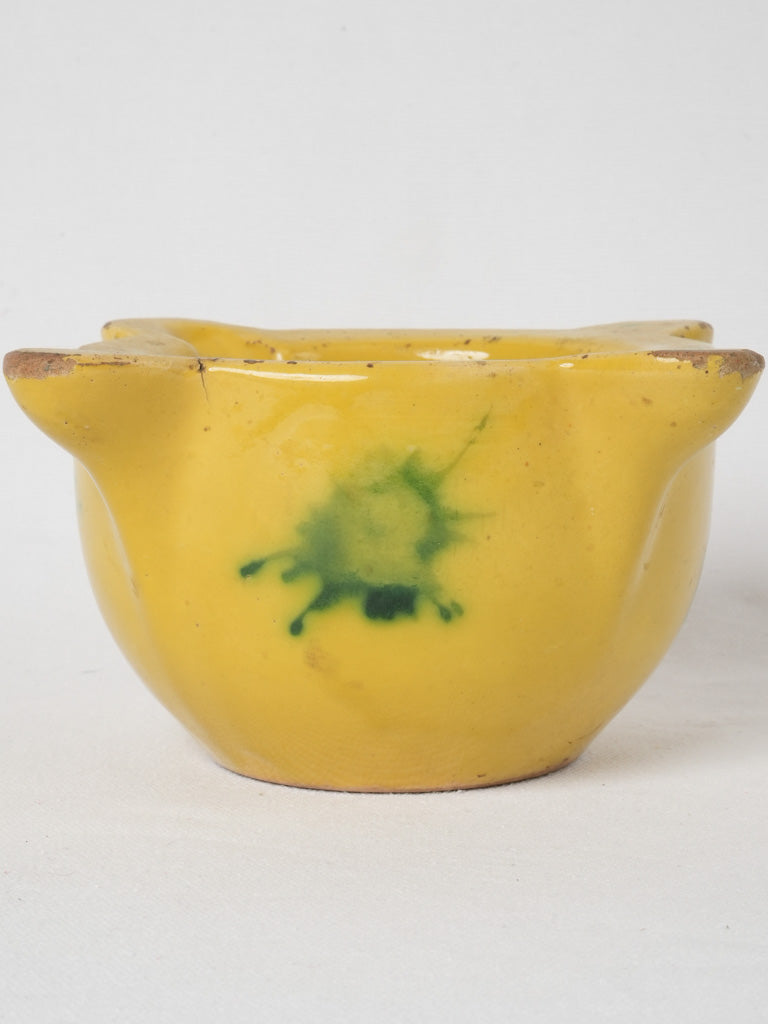 Glazed antique terracotta mortar, yellow