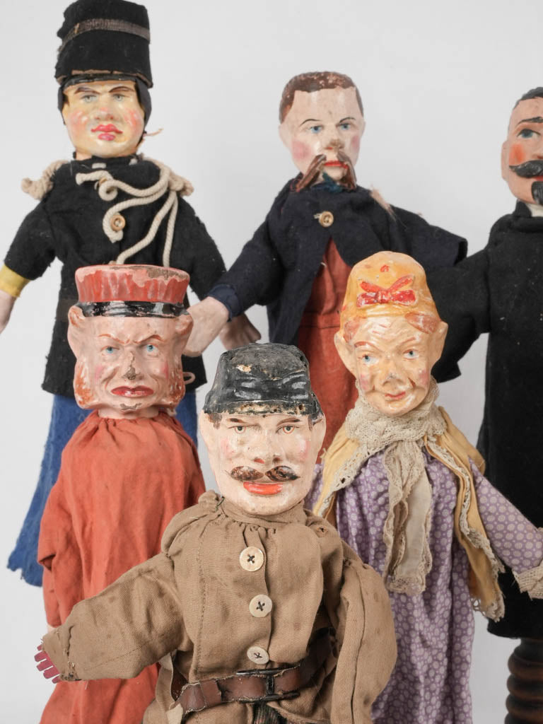 Collection of twelve 19th century hand puppets - papier mâché