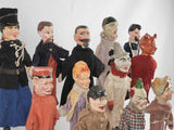 Collection of twelve 19th century hand puppets - papier mâché