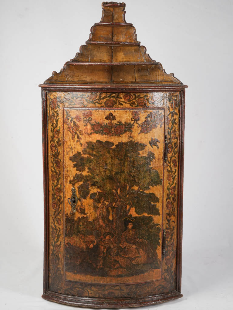 Striking 18th Century Italian Corner Cabinet in Lacca Povera - 48"