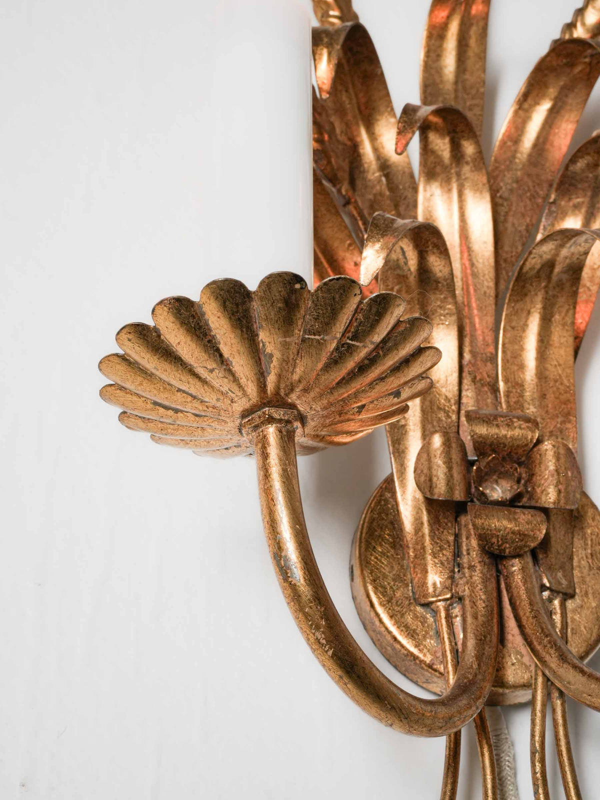 Vintage Gilt-Metal Two-Light Wheat Sheaf Wall Sconce - 15"
