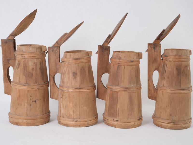 Charming Aged French Wooden Pitchers