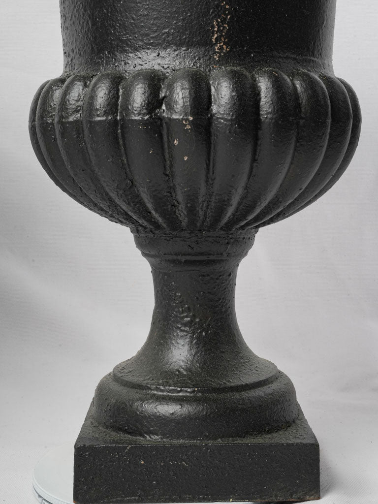 Pair of Early 20th Century French Cast Iron Medici Urns w/ Black Patina - 21¼"