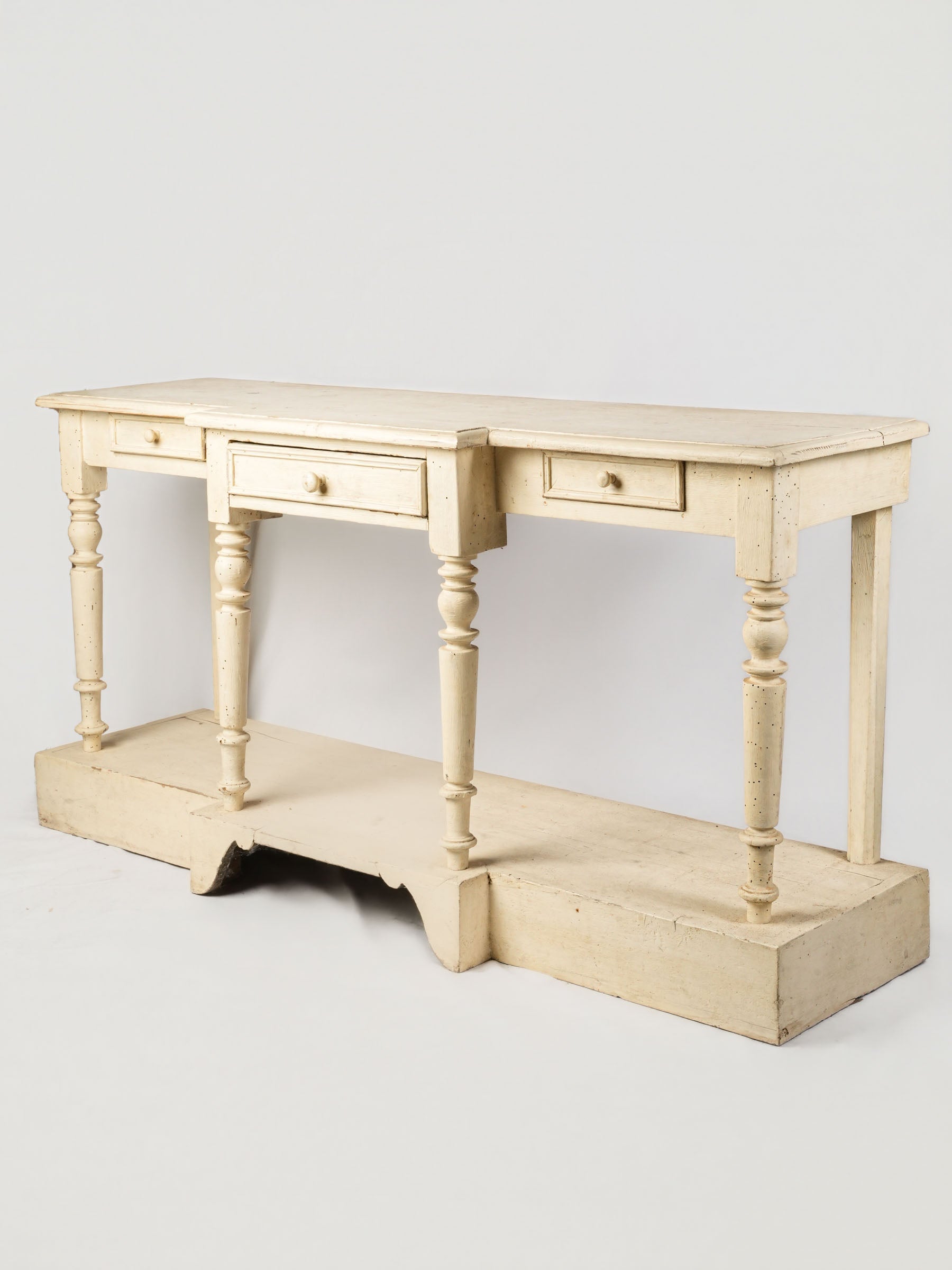 French Country Painted Console Table w/ Drapers' Table-Style Plinth - 33¾" x 67¾"