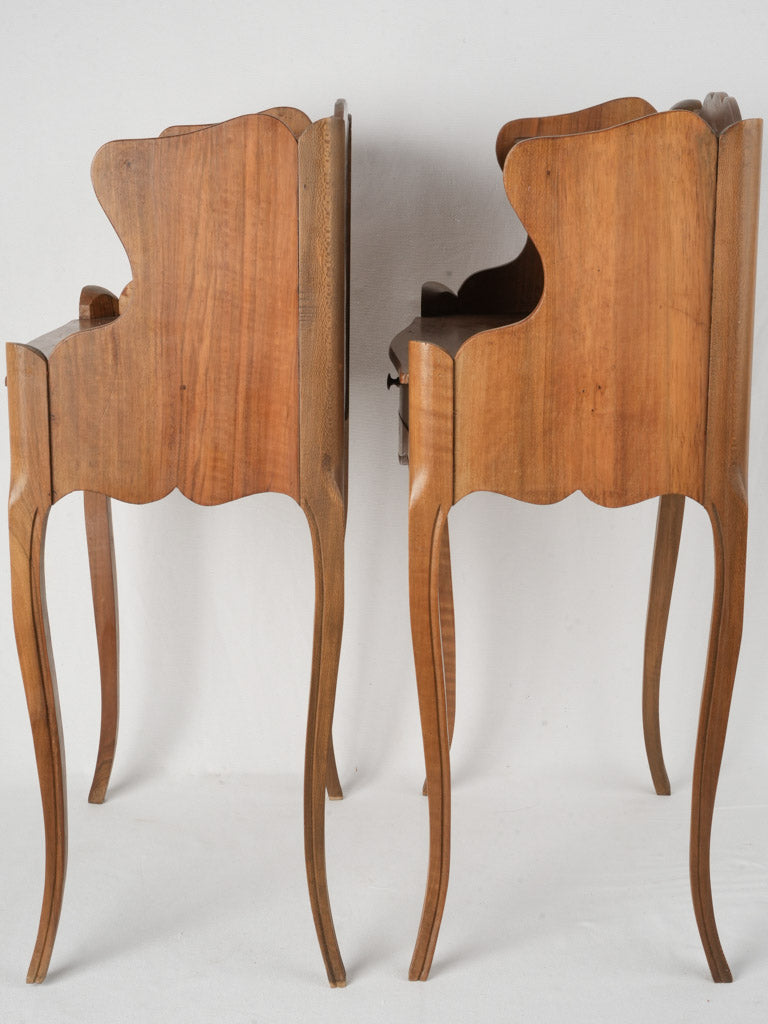 Vintage scalloped top nightstands