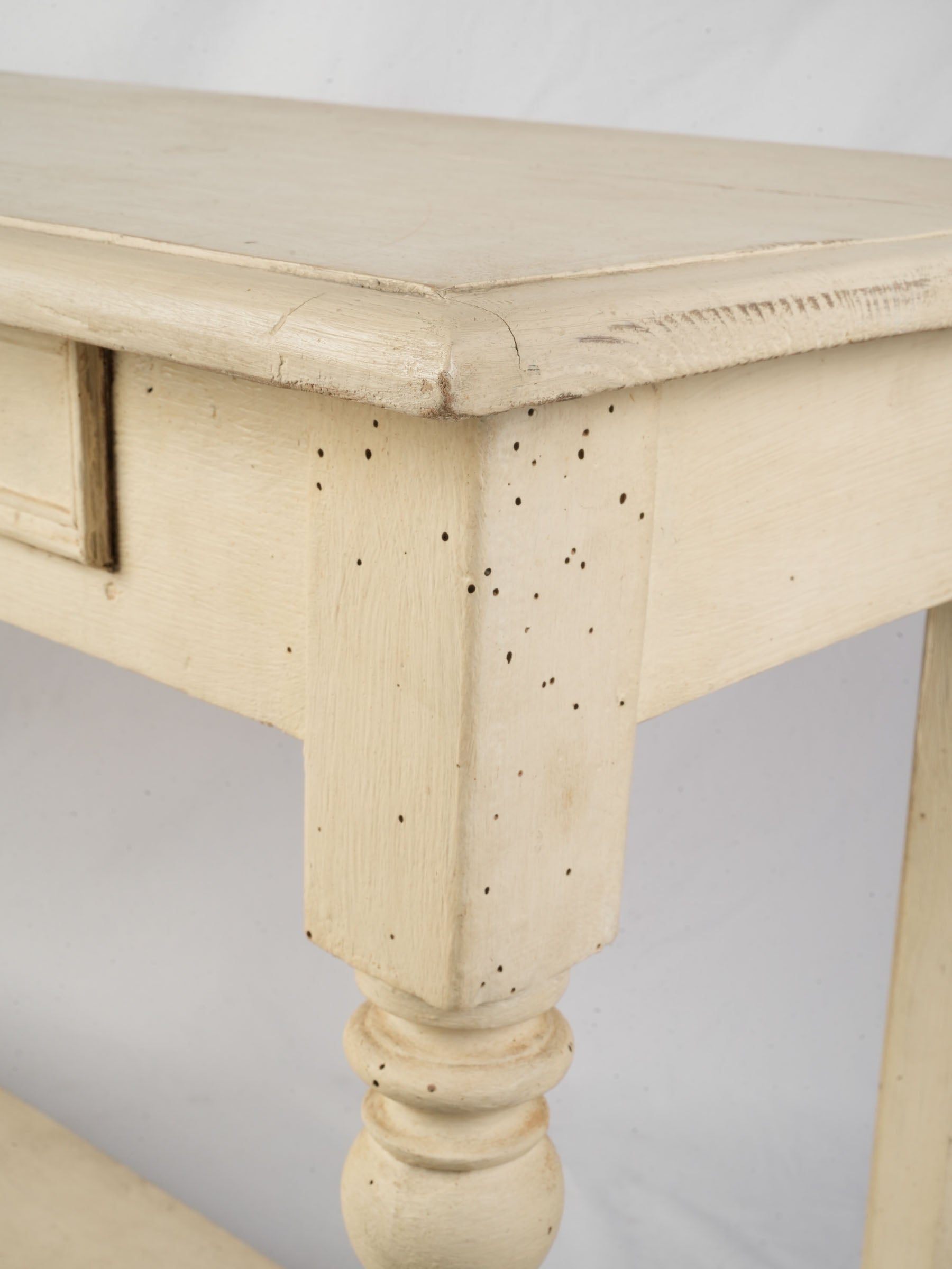 French Country Painted Console Table w/ Drapers' Table-Style Plinth - 33¾" x 67¾"