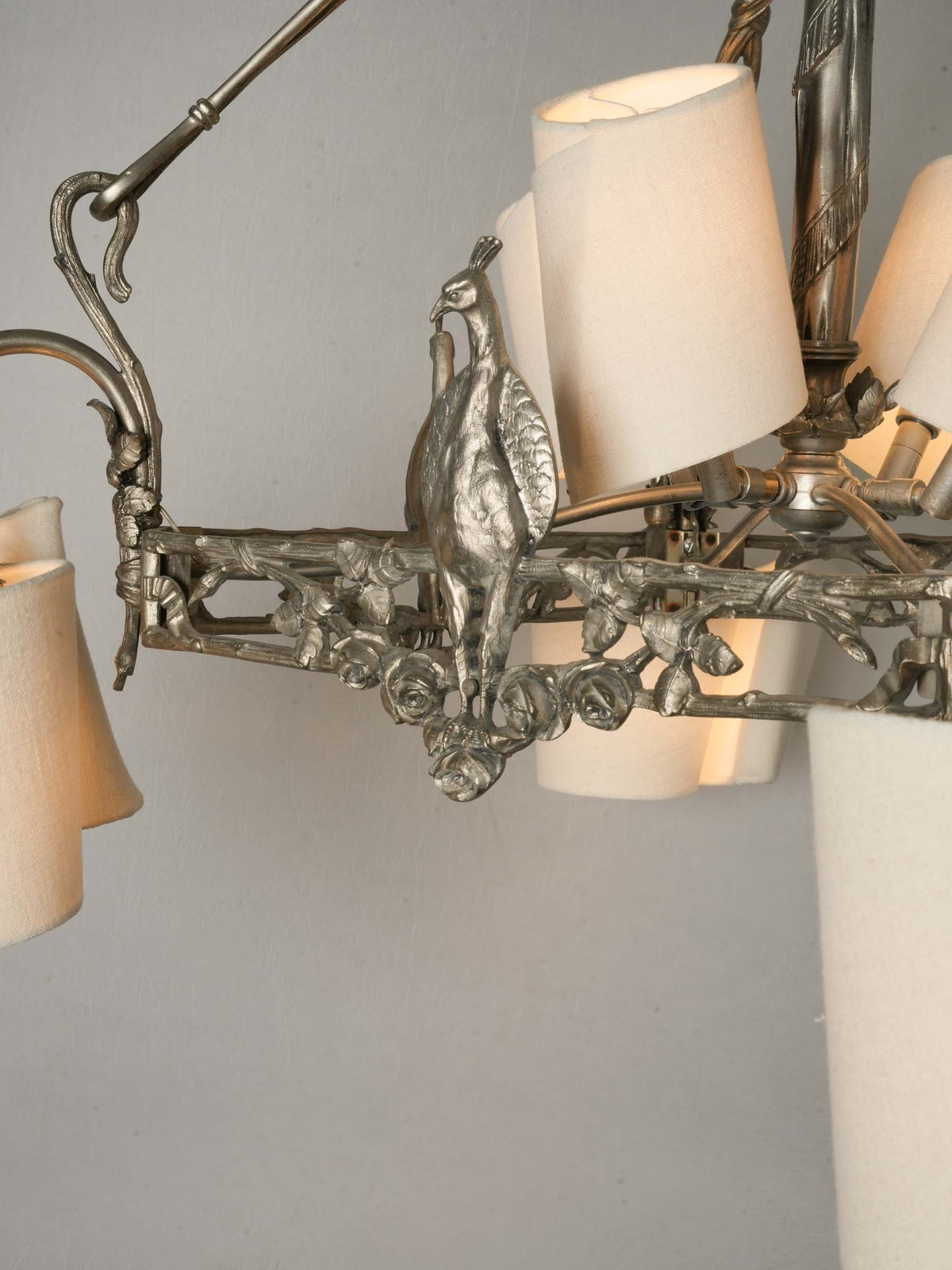French Art Nouveau Eight-Light Chandelier in Silvered Bronze - 29¼" x  27½"