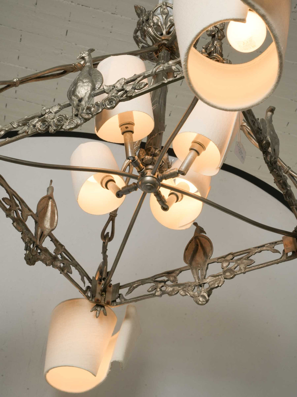 French Art Nouveau Eight-Light Chandelier in Silvered Bronze - 29¼" x  27½"