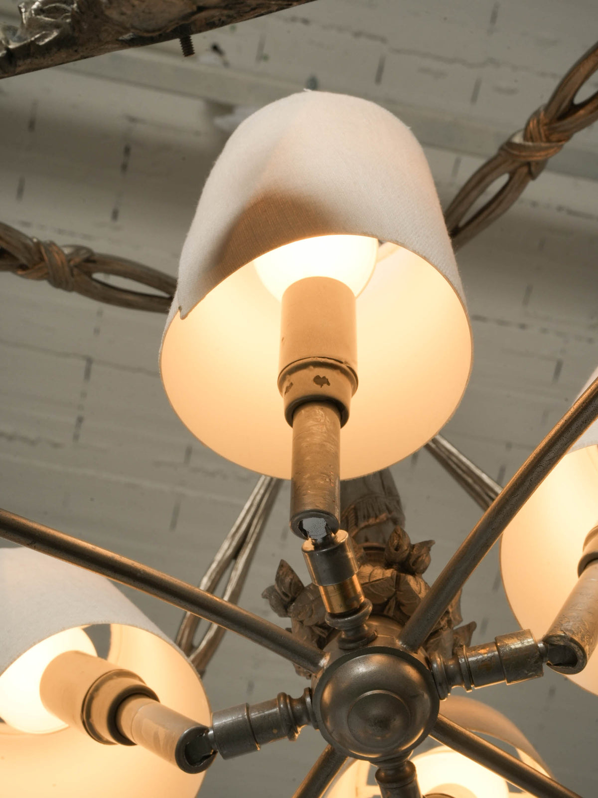 French Art Nouveau Eight-Light Chandelier in Silvered Bronze - 29¼" x  27½"