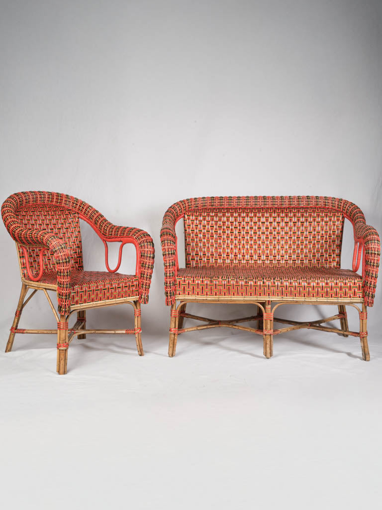 Vibrant Belle Époque Rattan Winter-Garden Suite - Armchair & Sofa