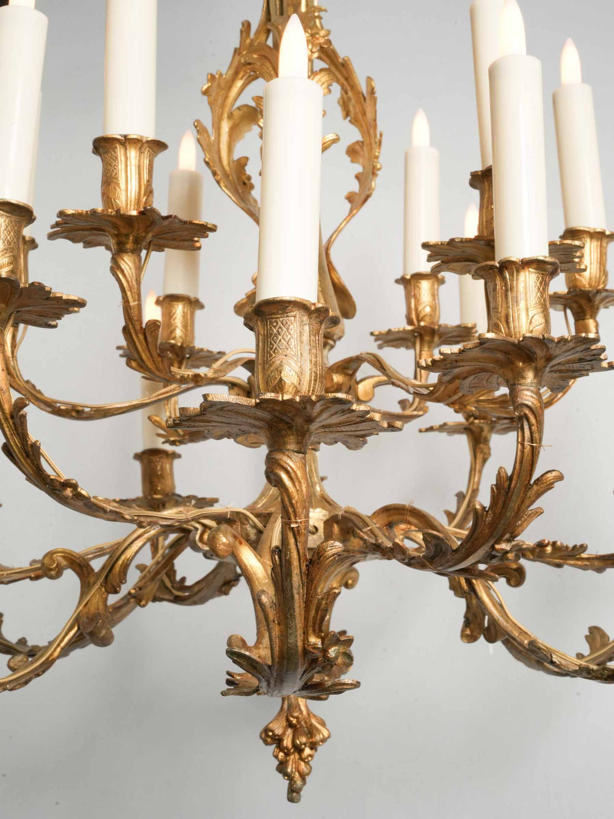 Antique Rococo-Style Gilt-Bronze Eighteen-Light Chandelier - 32¼" x  26¾"