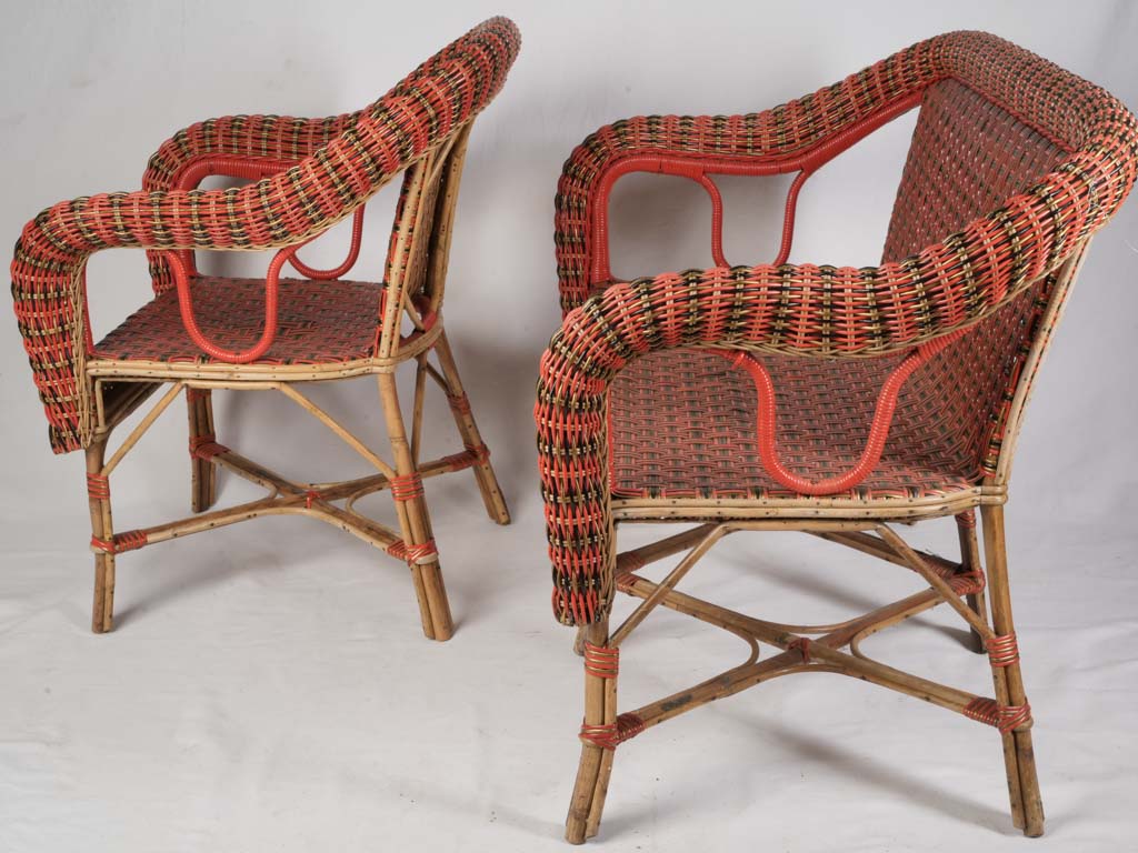 Vibrant Belle Époque Rattan Winter-Garden Suite - Armchair & Sofa
