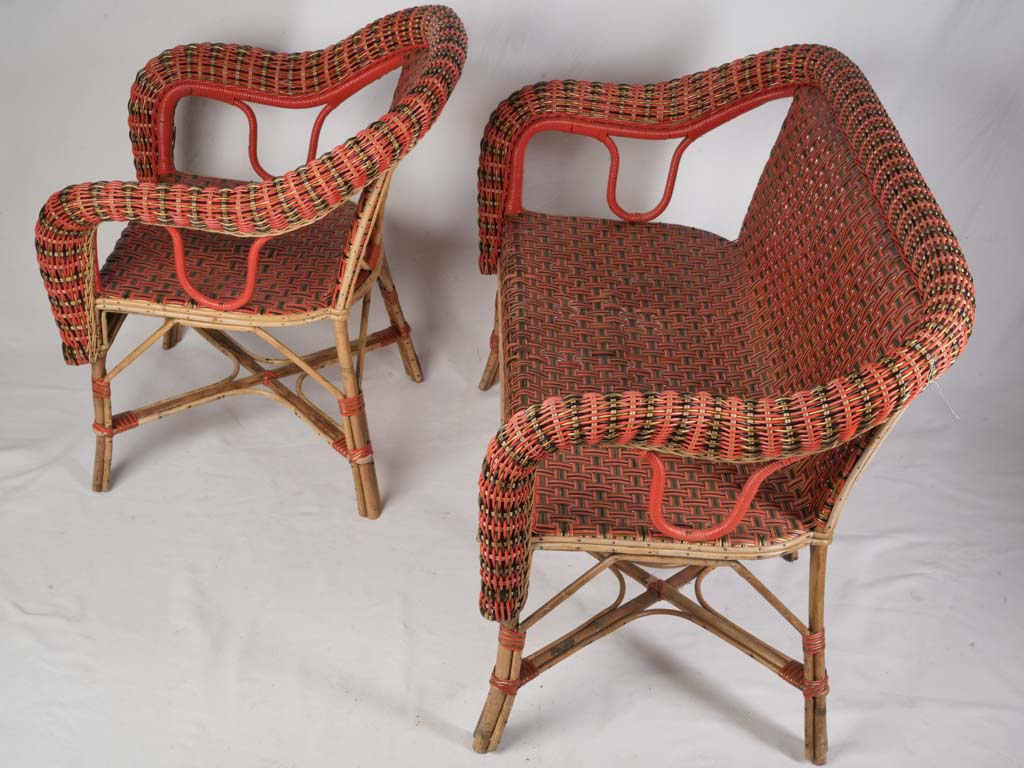 Vibrant Belle Époque Rattan Winter-Garden Suite - Armchair & Sofa