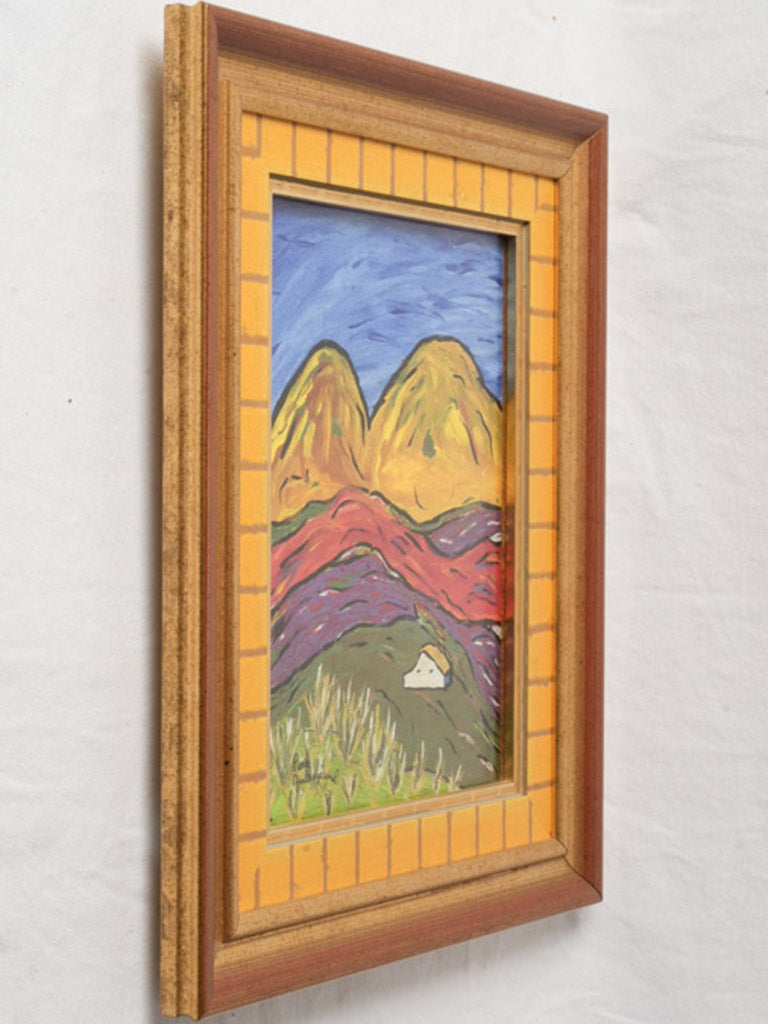 Colorful oil landscape on panel  