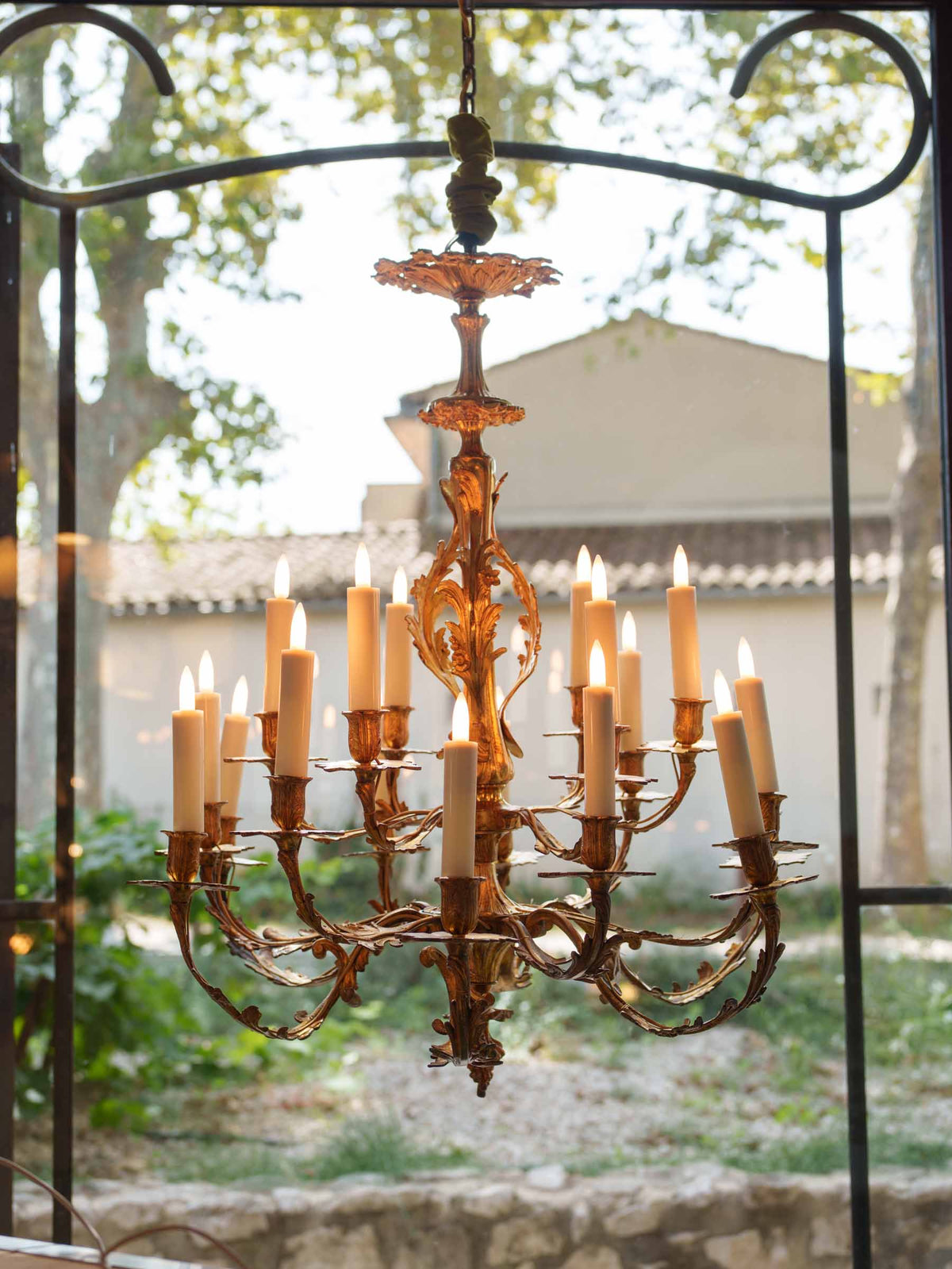 Antique Rococo-Style Gilt-Bronze Eighteen-Light Chandelier - 32¼" x  26¾"