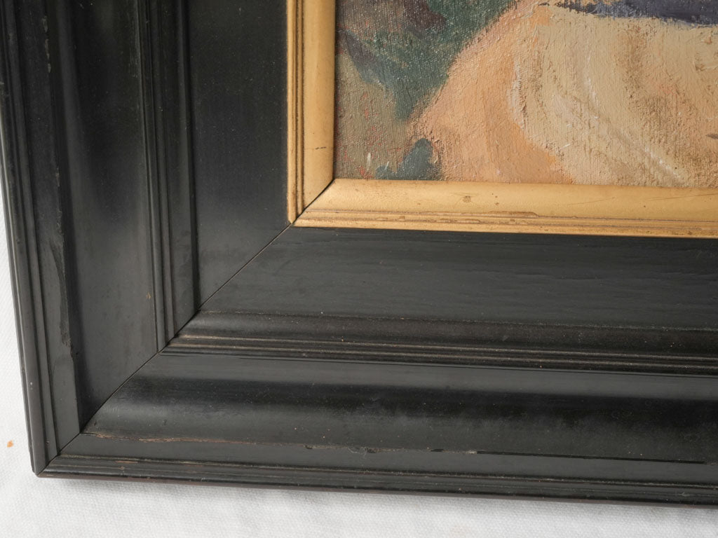Elegant patina framed canvas painting  