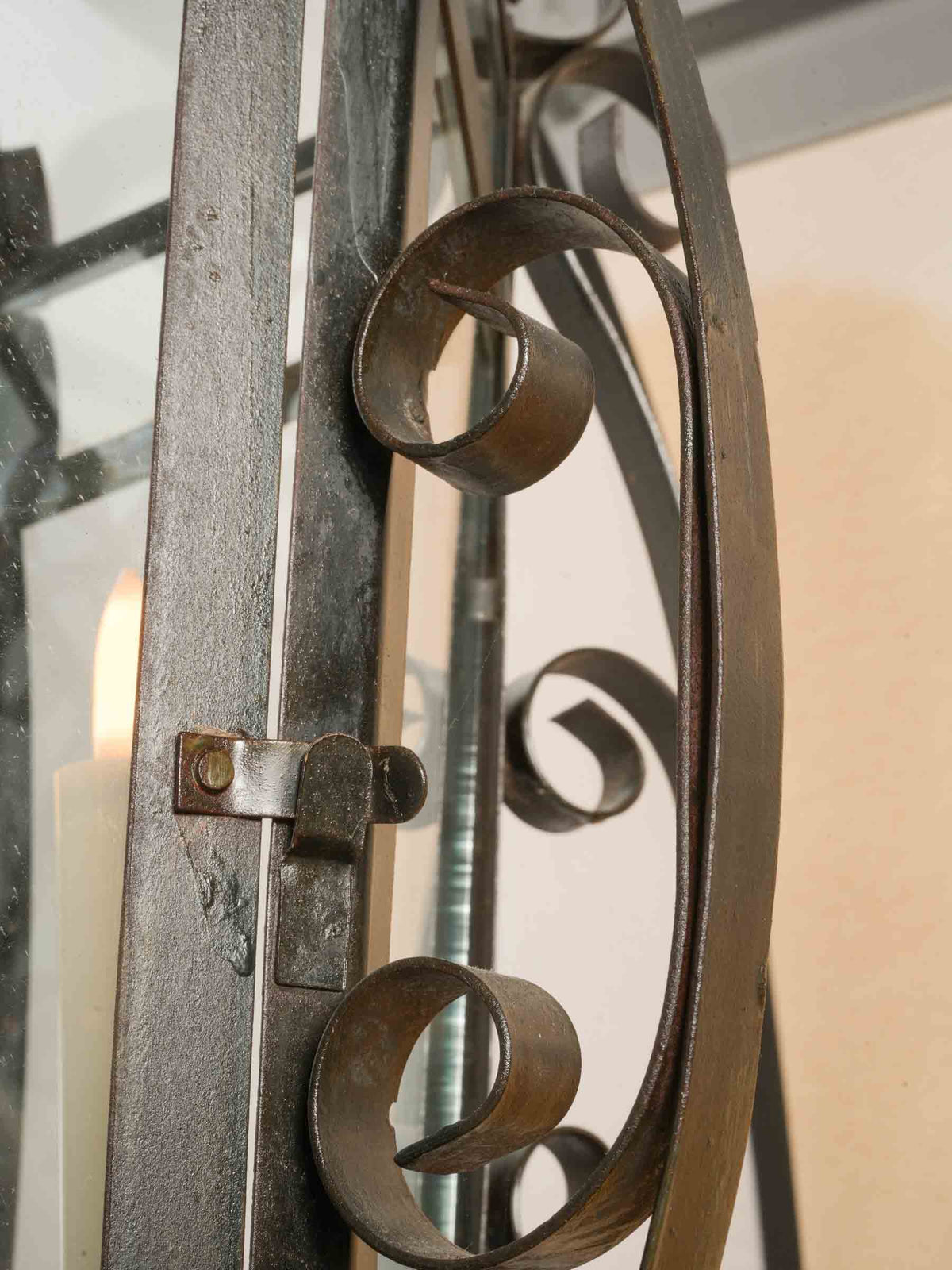 Large Vintage Four-Light Wrought-Iron Lantern w/ Scrollwork - 35½"