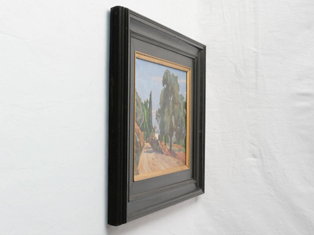 1920s serene countryside oil piece  