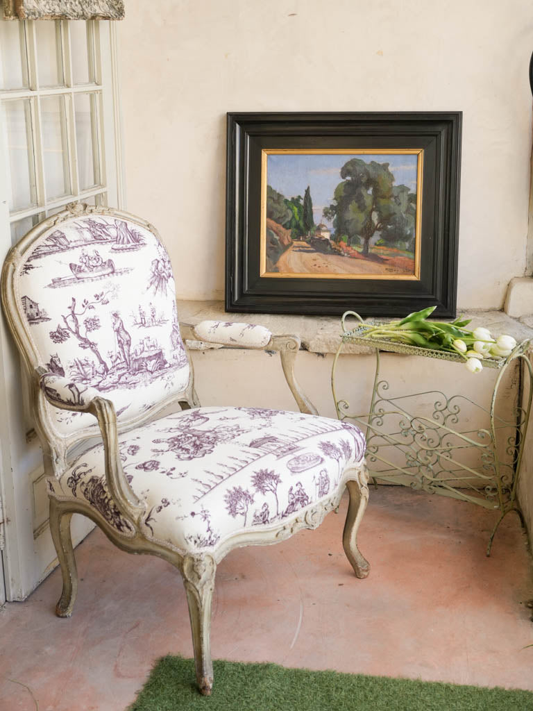 Ebonized framed Provençal landscape painting  