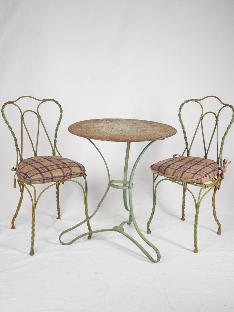 Petite French Napoleon III Garden Suite w/ Twisted Wrought-Iron Chairs