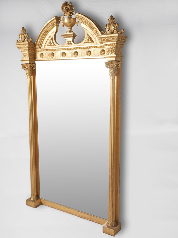 Antique Italian Gilded Pediment Mirror