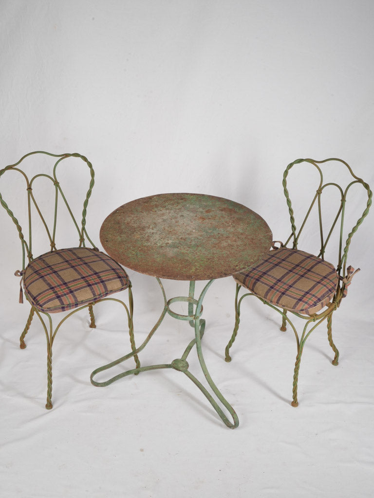 Petite French Napoleon III Garden Suite w/ Twisted Wrought-Iron Chairs