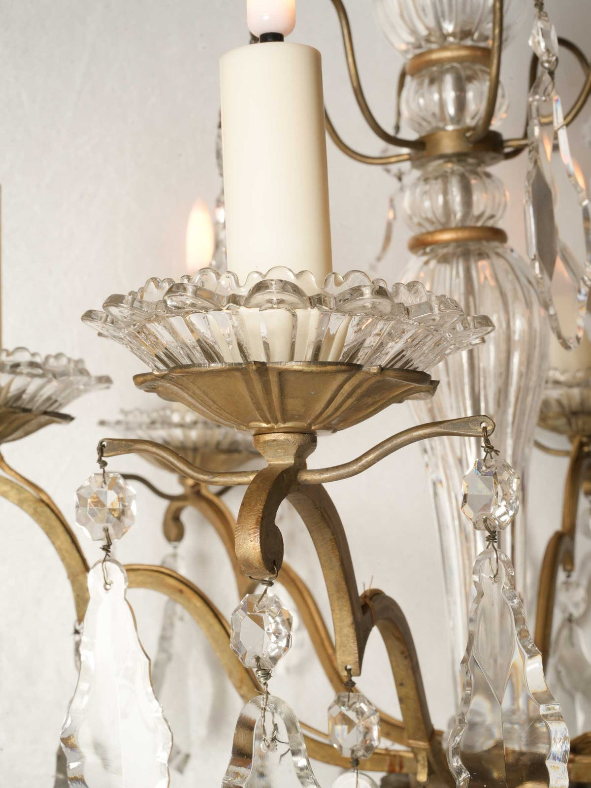 Early 20th-Century French Louis XV-Style Six-Light Chandelier w/ Crystal Pendants - 35½" x 21¼"