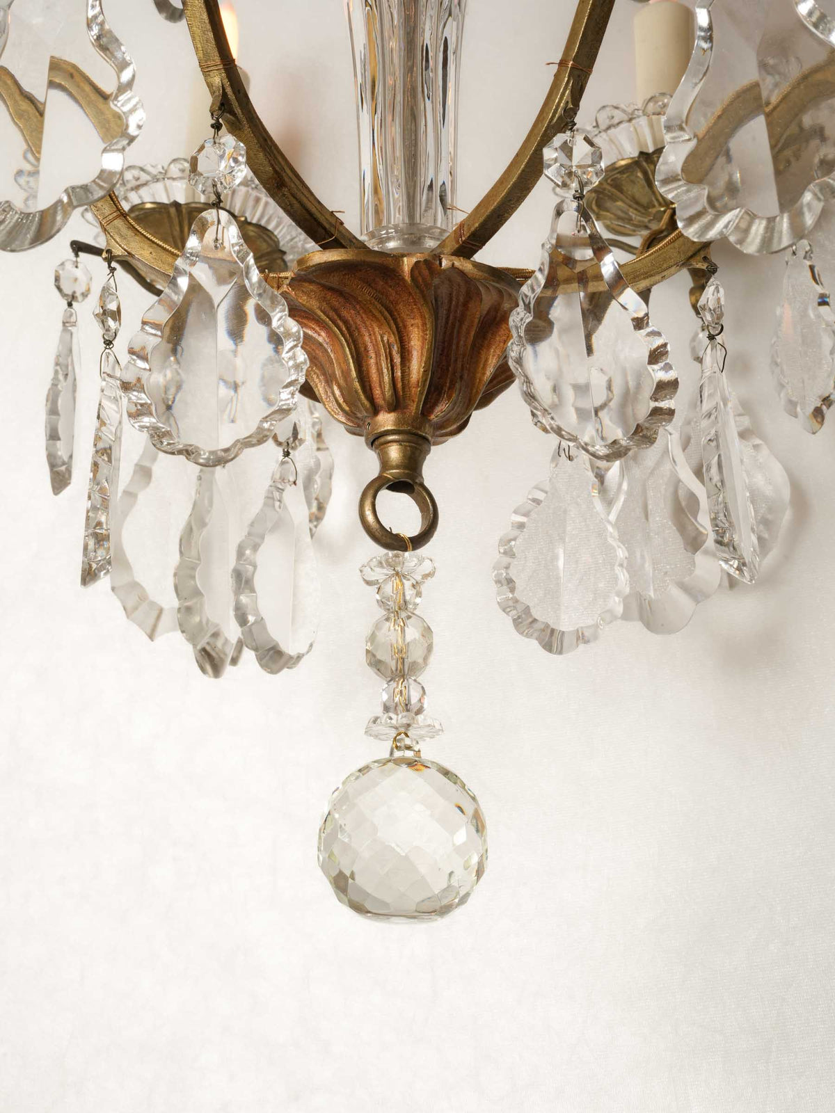 Early 20th-Century French Louis XV-Style Six-Light Chandelier w/ Crystal Pendants - 35½" x 21¼"