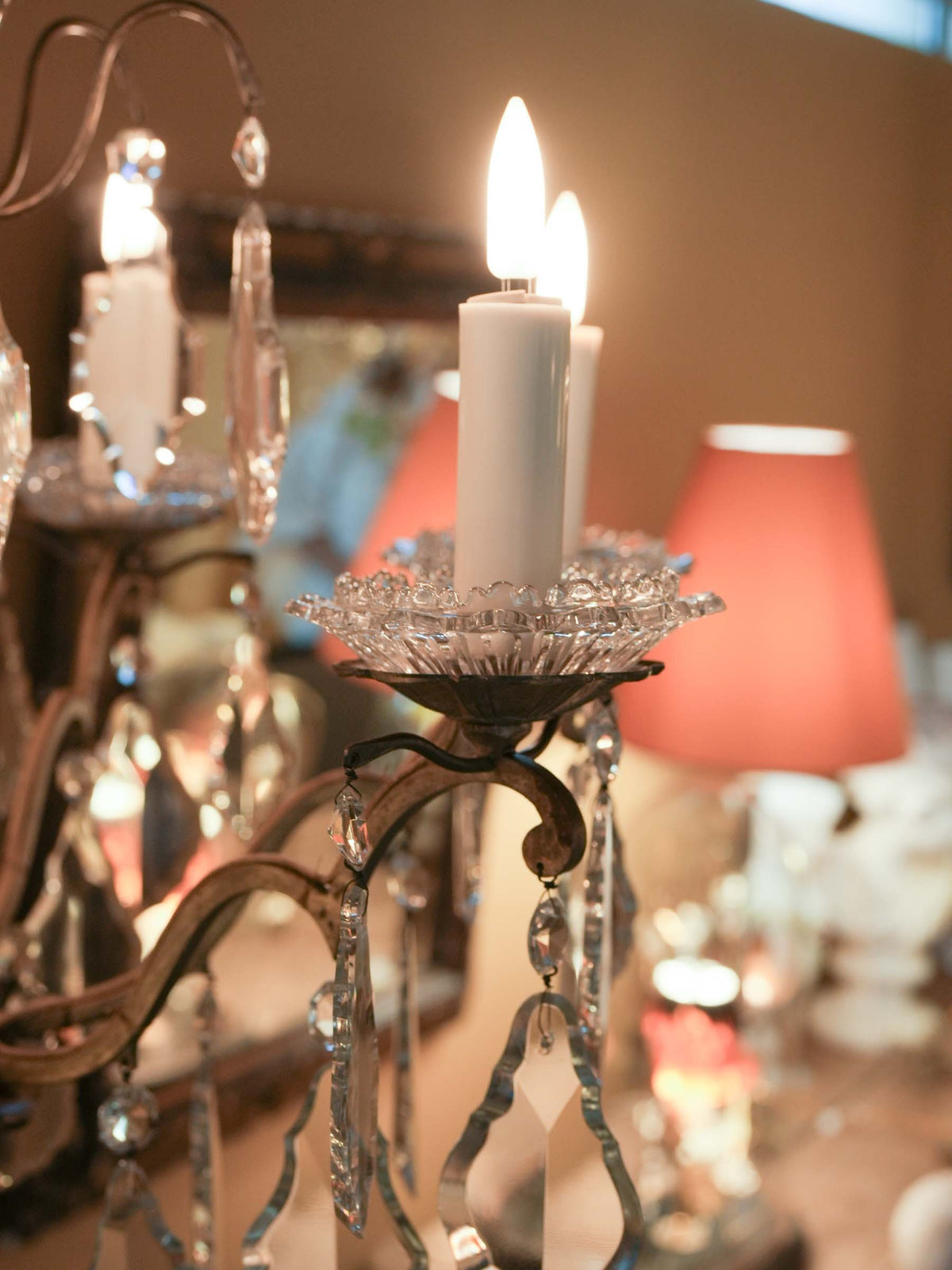 Early 20th-Century French Louis XV-Style Six-Light Chandelier w/ Crystal Pendants - 35½" x 21¼"