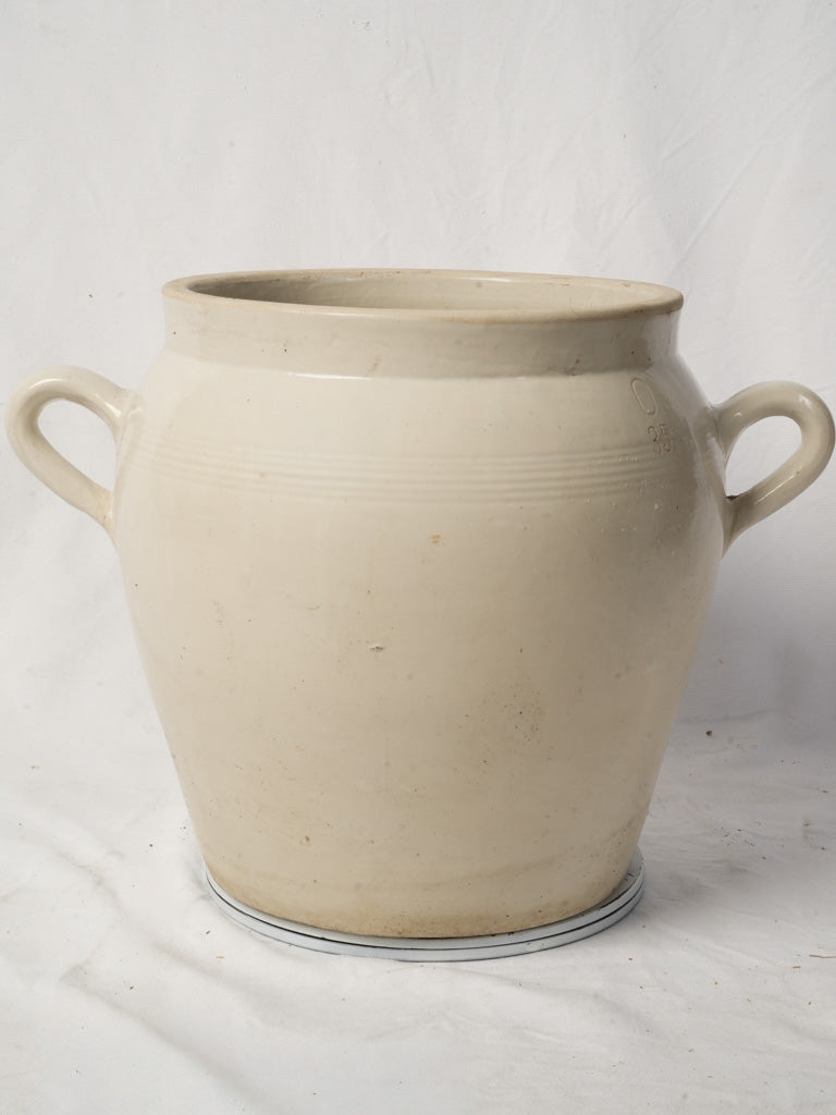 Vintage ivory stoneware salting jar  