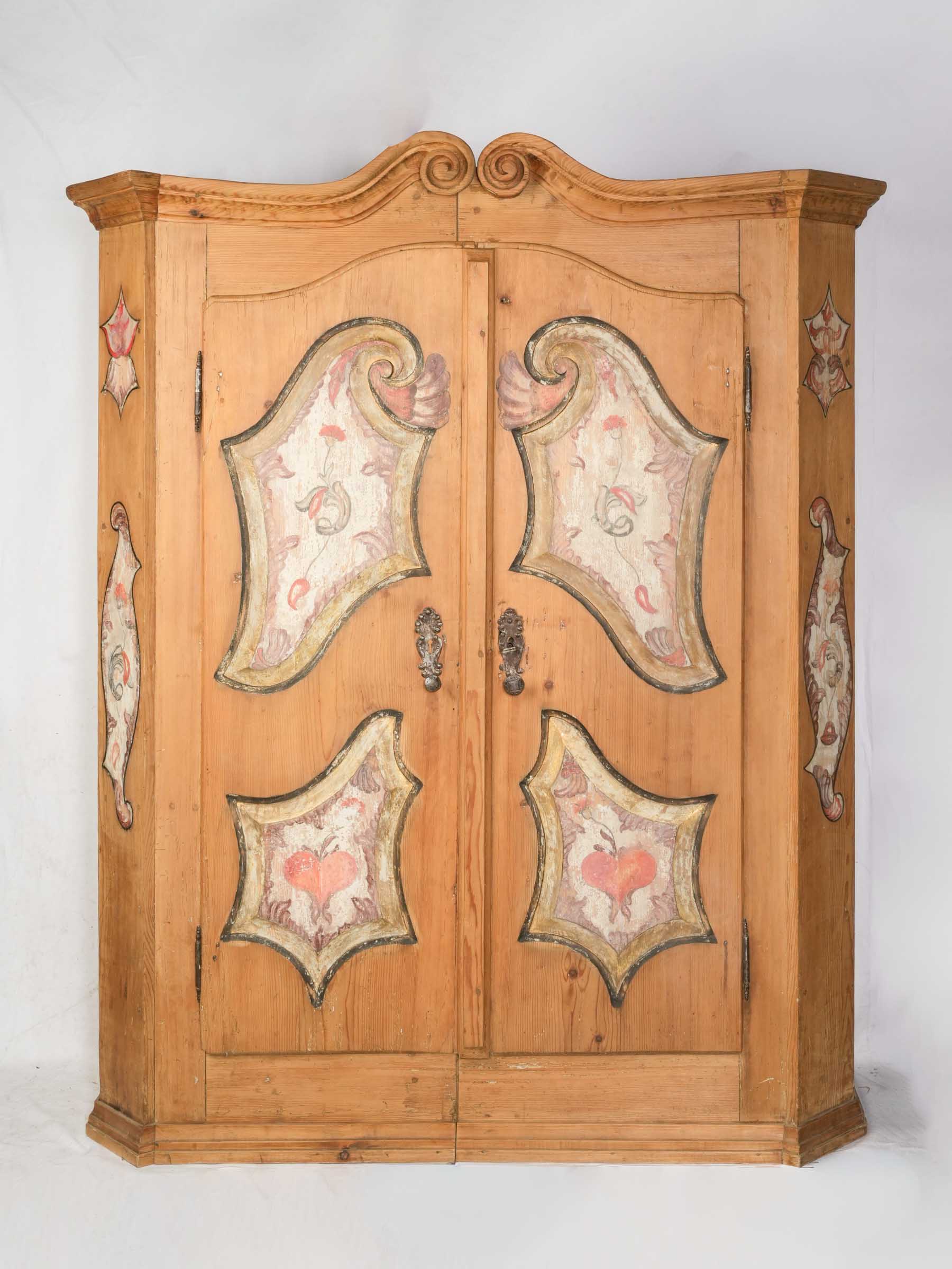 Petite Alsatian Folk Art Painted Armoire - 71¼" x 58¾"