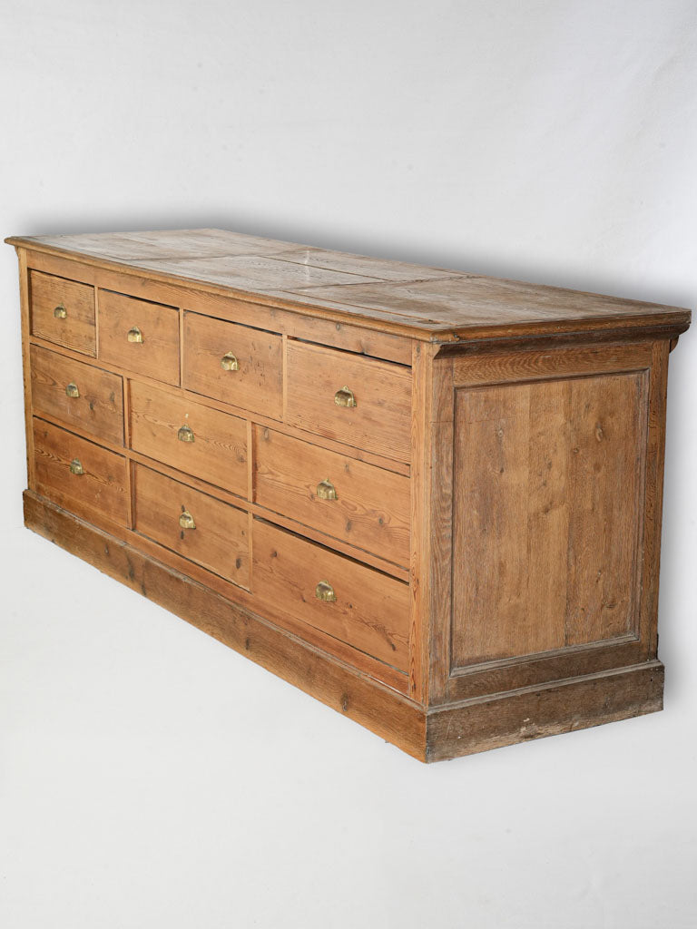 Early 20th Century French Hardware Counter in Oak and Pine - 99¼" x 29½"