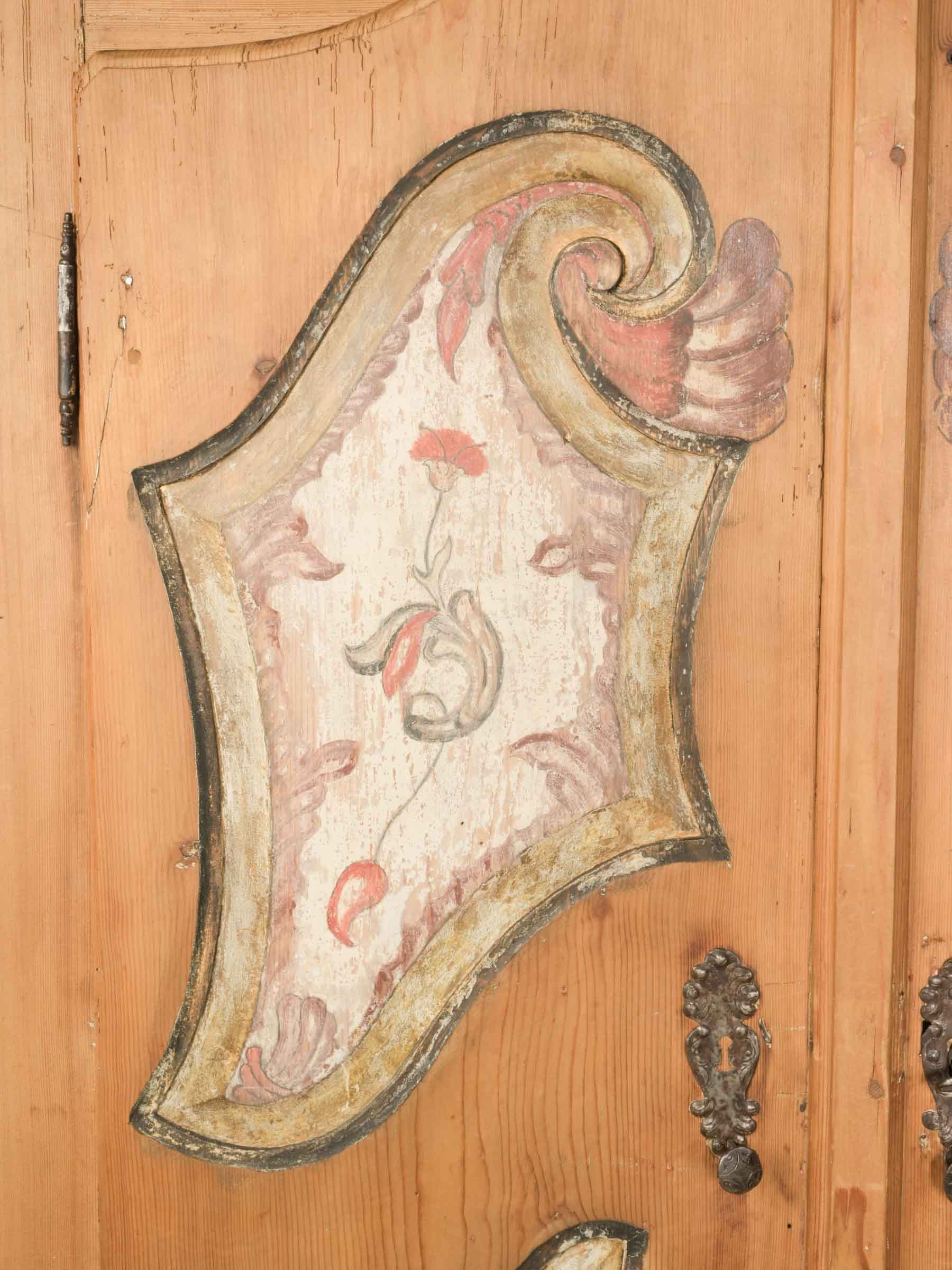 Petite Alsatian Folk Art Painted Armoire - 71¼" x 58¾"