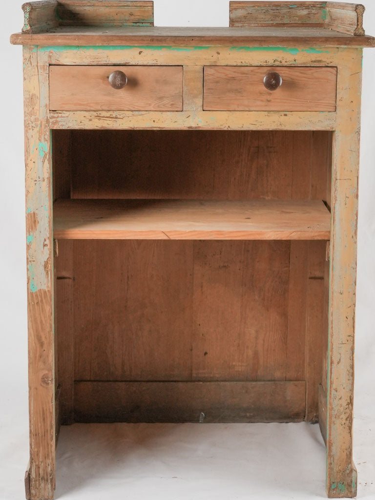 Antique French shop counter w/ light blue patina 31½"