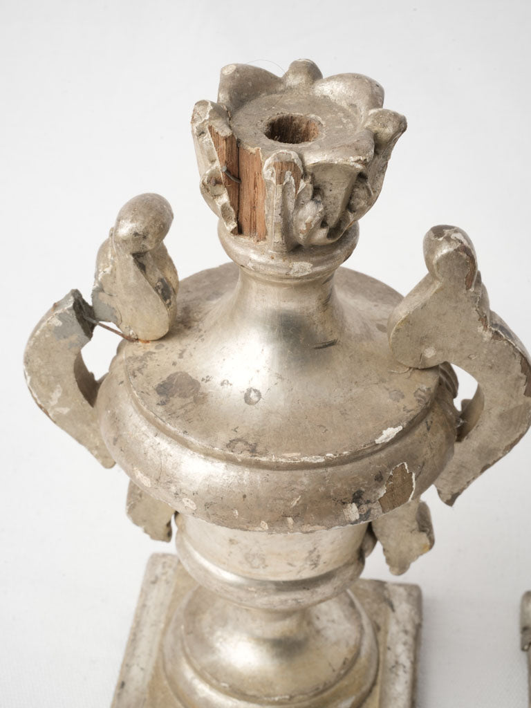 Set Of Three 18th-Century Portuguese Silver Leaf Church Pots À Feu - 10¼"